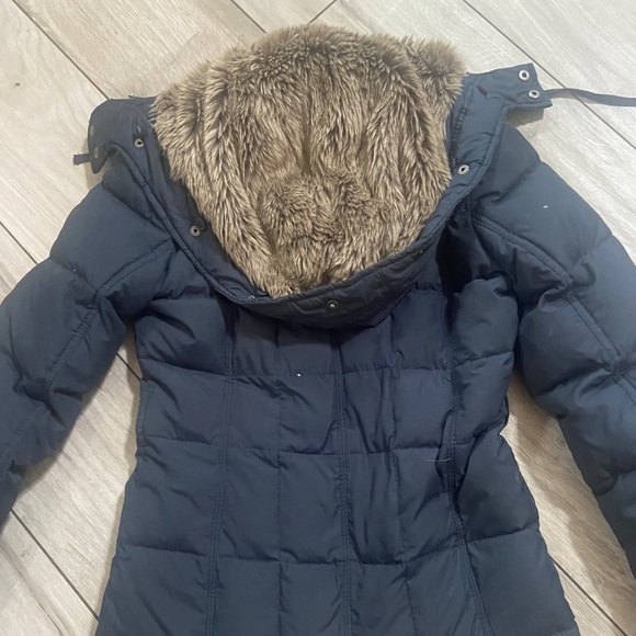 Abercrombie Winter Jacket - navy blue with tan fur - Picture 4 of 4